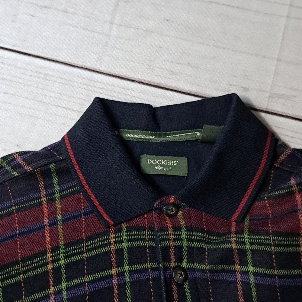 Dockers Golf Multicolor Plaid Polo Shirt Size Medium - Picture 8 of 11